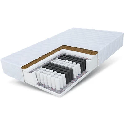 FDM Materasso 100x200 HOME Plus molle insacchettate H3 H4 cocco 7 zone 17 cm schiuma fredda