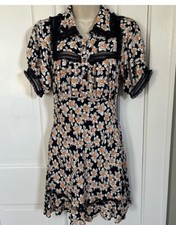 Free People Floral Daisy Lace Puffed Sleeve Mini Dress XS Cottagecore Coquette