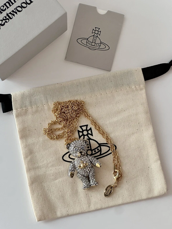 Vivienne Westwood Gold Tone Teddy Bear Orb Necklace BOXED - Image 2 of 4