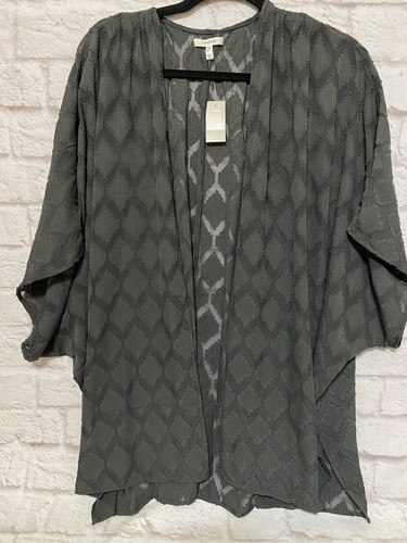 Maurices Gray Diamond Kimono Duster Cover Up One Size Sheer Boho