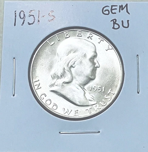 1951-S Franklin Half Dollar, Lustrous Solid Gem BU++ Full Bell Lines