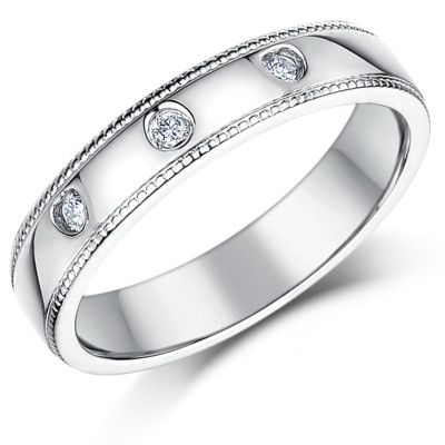 Sterlingsilber Diamantring 3 herzförmig Perlenrand 4 mm 925 Silberring
