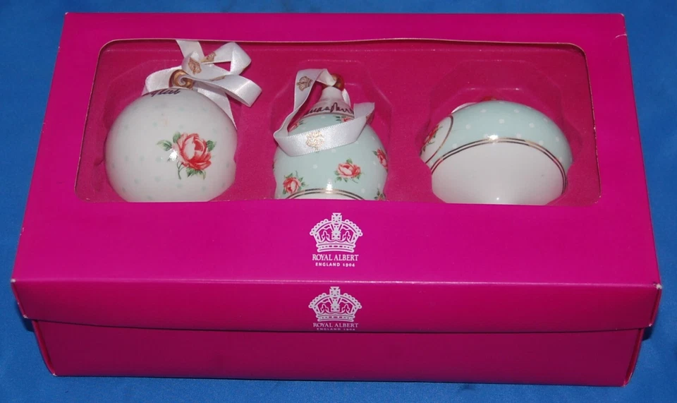 Royal Albert Polka Rose 3 ornament set: signed by Michael Doulton - image 2 of 4