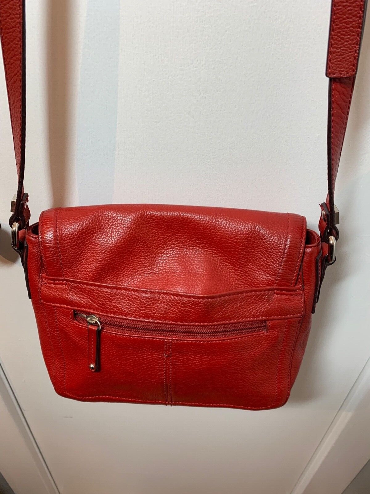Tignanello Ruby Red Pebbled Leather Crossbody Str… - image 2