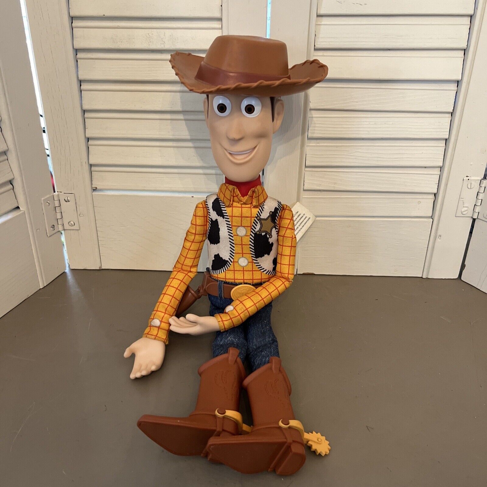 Vintage  Disney Pixar Toy Story Woody 15" Doll plush Thinkway Cowboy Works!