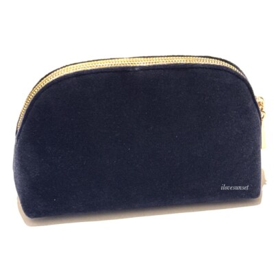 DIOR Beauty CD Logo Elegant Blue Velvet Clutch Cosmetic Bag Makeup 