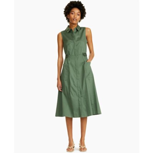 Alfani Women's Size 20W Green Utility Collared Button-Down Midi Dress NWT