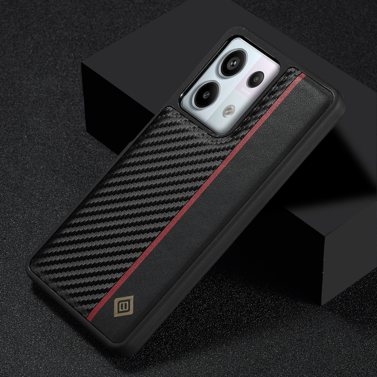 Luxury Carbon Fiber Leather Case for Xiaomi Redmi Note 13 Pro 4G Business Edition