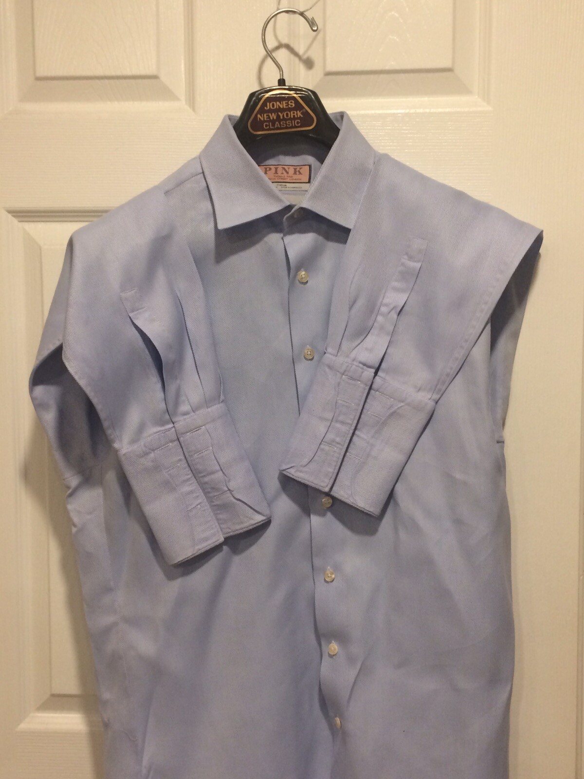 THOMAS PINK Slim fit Men's Button Front Dress Shirt Blue Pink17/43cm eBay