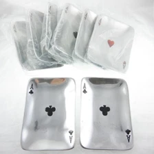 8pc Set 4x6" Aces Playing Cards Snack Plates Trays IHI India Pewter?