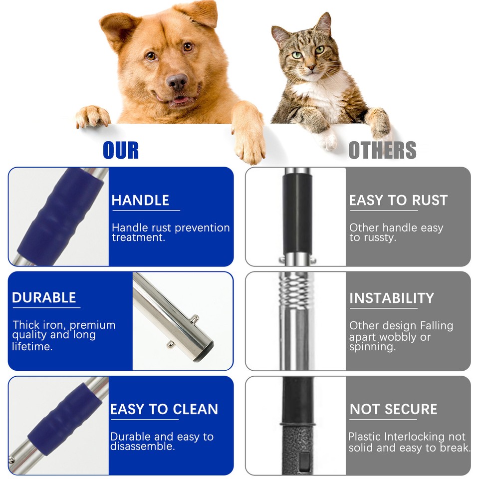 Pooper Scooper Metal Scooper Tray and Rake Set with 3 Stainless Steel