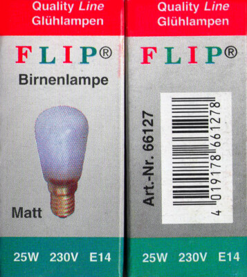 Flip oven lamp bulb special oven R 230V E14 25 W matte new & original packaging