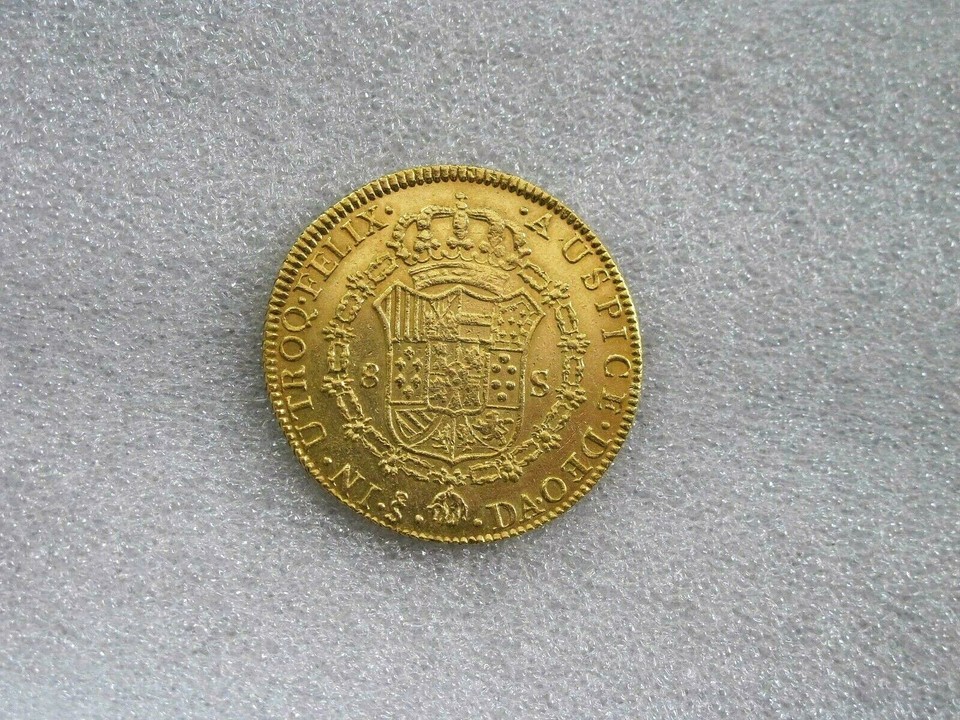 1798 SANTIAGO 8 ESCUDOS CHILE CHARLES IIII SPANISH GOLD COIN DOUBLOON 1798-santiago-8-escudos-chile-charles-iiii-spanish-gold-coin-doubloon