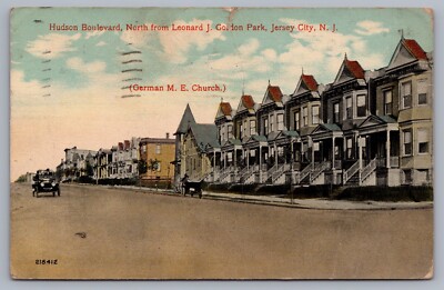 Hudson Boulevard North from Leonard J. Gordon Park Jersey City NJ Postcard C1