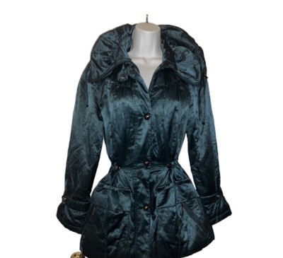 GORGEOUS TEAL  RAIN WINTER JACKET BY GALLERY, WITH ADJUSTABLE WAIST- SIZE SMALL