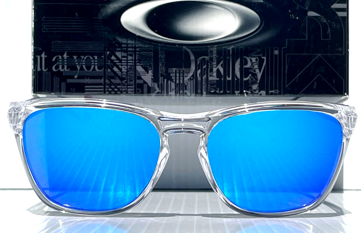 NEW Oakley MANORBURN Shiny Clear POLARIZED Galaxy Blue Lens