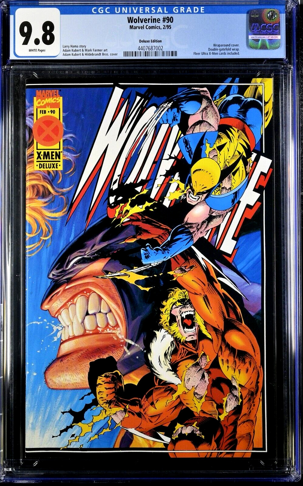 🔥WOLVERINE #90~CGC 9.8 WP~Marvel~2/95~DELUXE EDITION~w/ Fleer Ultra X-Men Cards