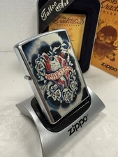 GENUINE Zippo Lighter TATTOO ART HEARTLESS Street Chrome 2006 NEW IN TIN