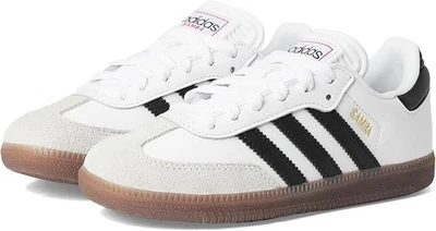 adidas Samba Indoor Sneaker, White/Black/Gum, 2.5 US Unisex Little Kid - NEW
