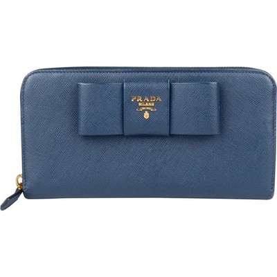 Prada Saffiano Fiocco Leather Zip Around Wallet Portemonnaie Geldbörse
