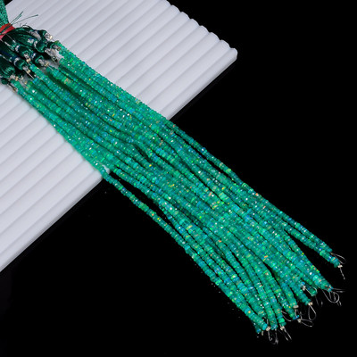 Green Ethiopian Opal Gemstone Rondelle Faceted Beads 3X3X2 mm Strand 8'' EB-963