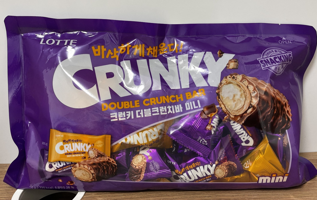 Lotte Crunky Double Crunch Mini Bar 513g - Korean Favorite Kids