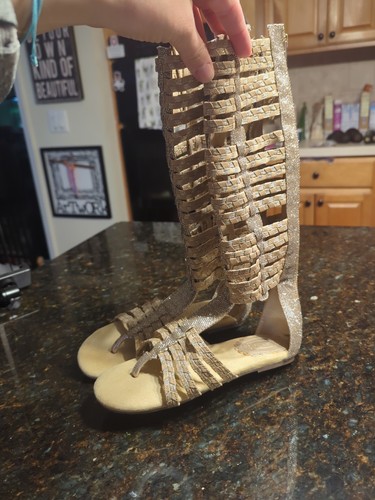 Joy Foliec halbhoher Reißverschluss Mädchen 13 Fransenriemen Gladiator Sandalen Schuhe - Bild 3 von 5
