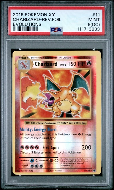 Charizard-Rev.Foil Evolutions Pokemon Xy Evolutions 11 NM PSA 9 HIGHEST ERROR