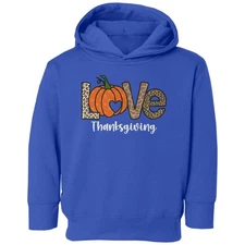 Love Thanksgiving Pumpkin - Leopard Pattern Design Toddler Hooded Sweatshirt