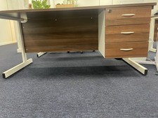 Walnut Desk 1600/800mm Rectangular 3 Drawer Desk