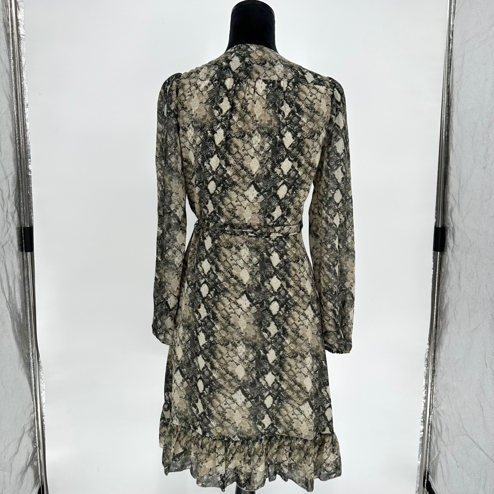 Leyden Python Snake Print Chiffon Wrap Short Dres… - image 5