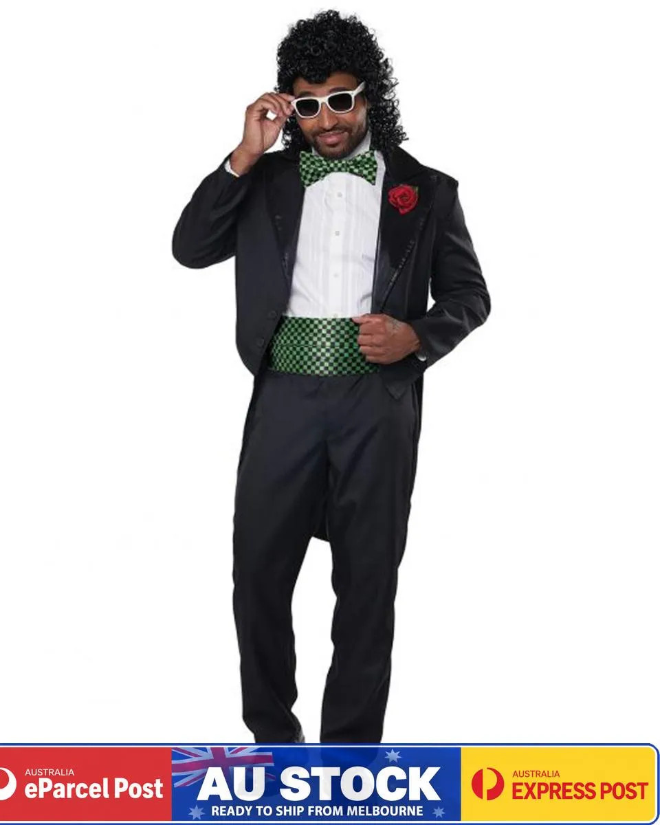 CA2813 80's Prom Date Black Tuxedo Retro 80s Halloween School