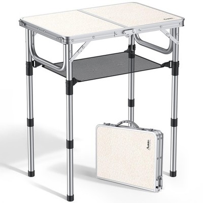 Folding Camping Table, Aluminum 24'' x 16'' Adjustable Height Small Folding Tab...