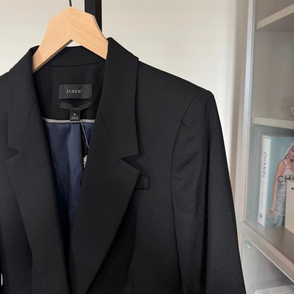 J. Crew Willa Blazer NEW Black Nova Fides Italian City Wool Single Breasted Sz 8 - Image 3 of 4