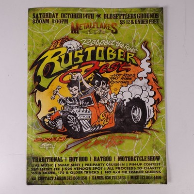 Rustober Fest Hot Rod Autoshop-Flyer 2023 Metalflakes Rat Rod