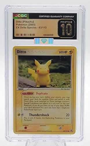 DITTO PIKACHU 2005 POKEMON EX DELTA SPECIES #63 MBA SILVER PRISTINE CGC 10 Q8058
