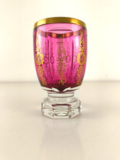 Ranftbecher Freundschaftsbecher Wein Kristall Überfang Böhmisch Rosa Vergoldet