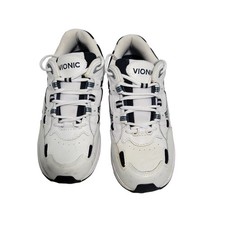 Vionic Men's White Walker Leather Sneakers With Navy Accent Size 8M 102125-2814