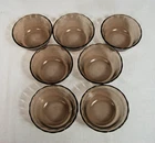Vtg. Pyrex Set of 7 Custard Ramekin Cups Amber Smoky Brown 463/175 ml