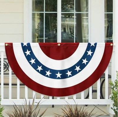 USA Pleated Fan Flag 3x6 Feet American US Bunting Flags Half Fan Banner 36X72