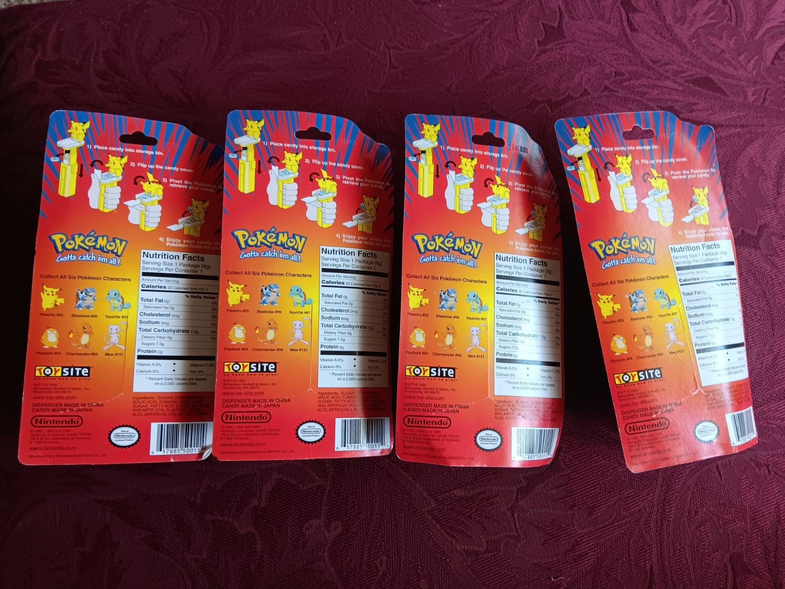 Lot Of Four Pokémon 1999 Toy Site Nintendo Pez Dispensers Pikachu Mew Blastoise