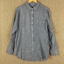 GAP Tunic Women’s Medium Linen Blend Chambray Button Up Long Sleeve Blue T655