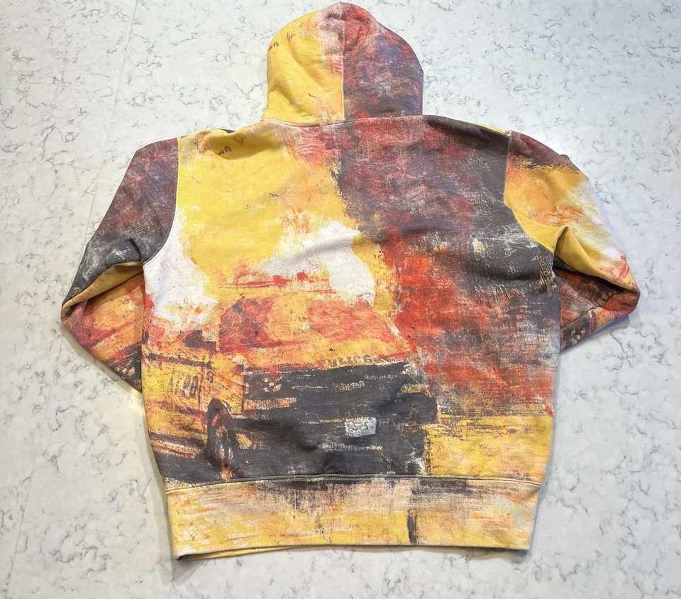 Sudadera con Capucha Supreme Fire Cremallera Grande Amarilla Roja Impresión Arte Abstracto Cremallera Completa Foto 2 de 4