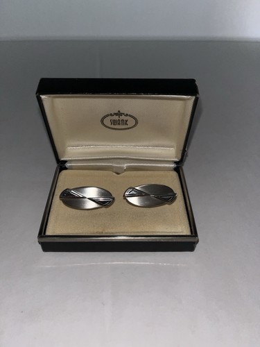 VTG Swank Oval Retro Cuff Links Original Box