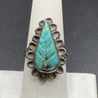 Vintage Sterling Silver Carved Turquouse Ring - Size 8 1/4