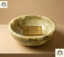 Fregadero redondo moderno de ónix verde | Lavabo de baño de piedra natural 15x15