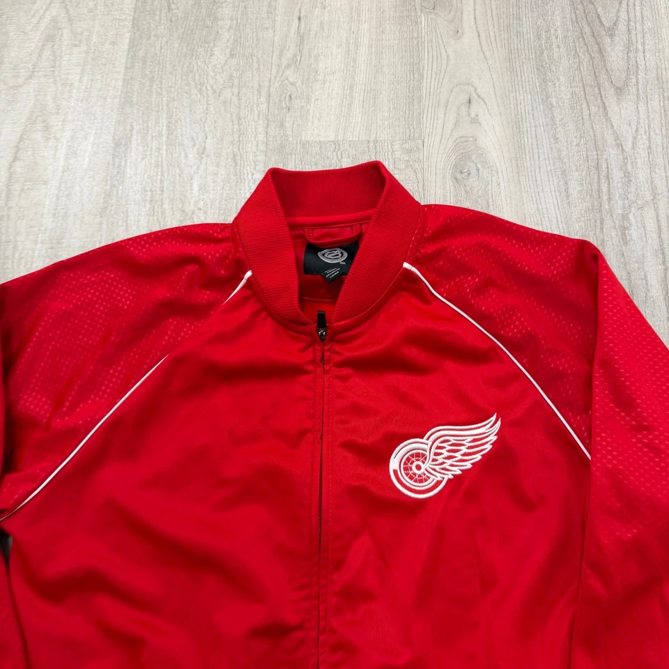 NHL Detroit Red Wings Warm Up Track Jacket Men's Medium Red Full Zip Hockey - Image 3 of 4