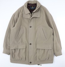 Bugatti Men's Beige Wool Mid-Length Coat, Size 42