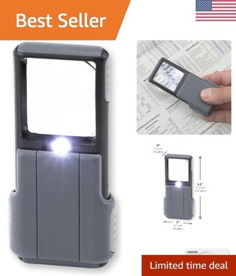 Compact MiniBrite LED Magnifier with 5X Magnification and Protective Case - Gray