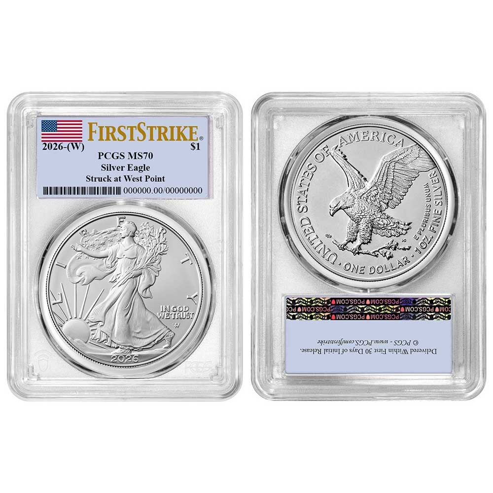 Presale - 2026 (W) $1 American Silver Eagle PCGS MS70 FS Flag Label